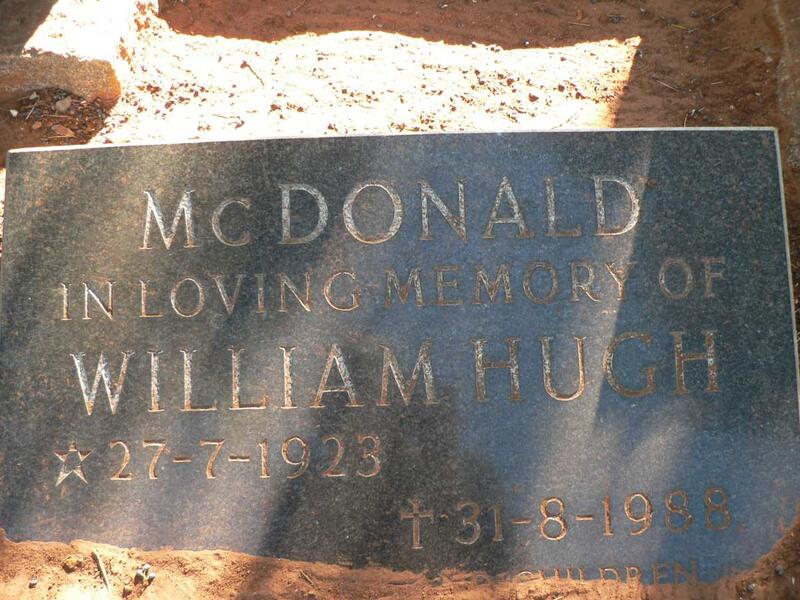 McDONALD William Hugh 1923-1988