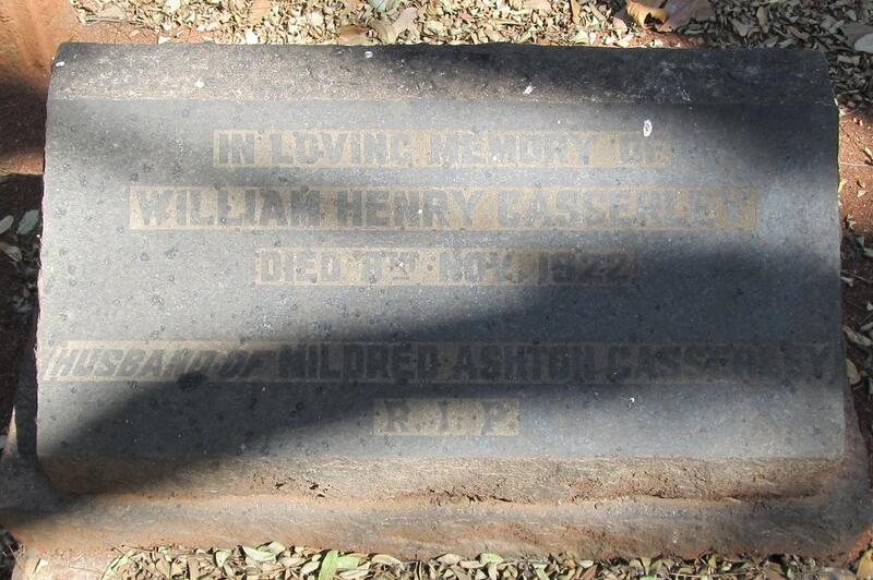 CASSERLEY William Henry -1922