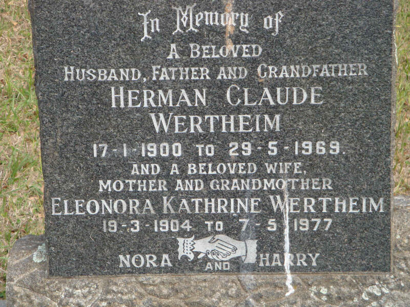 WERTHEIM Herman Claude 1900-1969 & Eleonora Kathrine 1904-1977