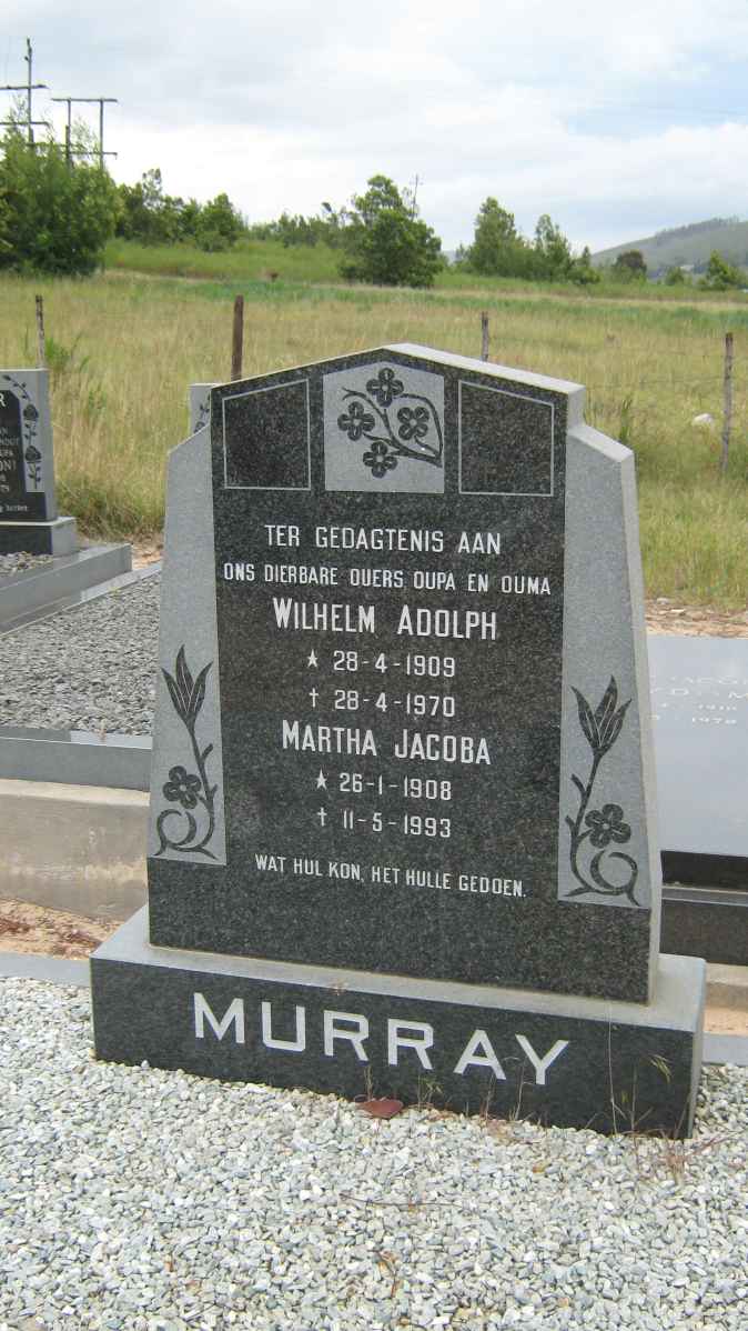 MURRAY Wilhelm Adolph 1909-1970 & Martha Jacoba 1908-1993
