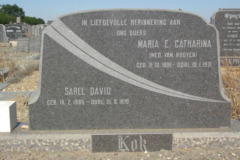 KOK Sarel David 1885-1970 & Maria E. Catharina formerly VAN ROOYEN 1891-1971