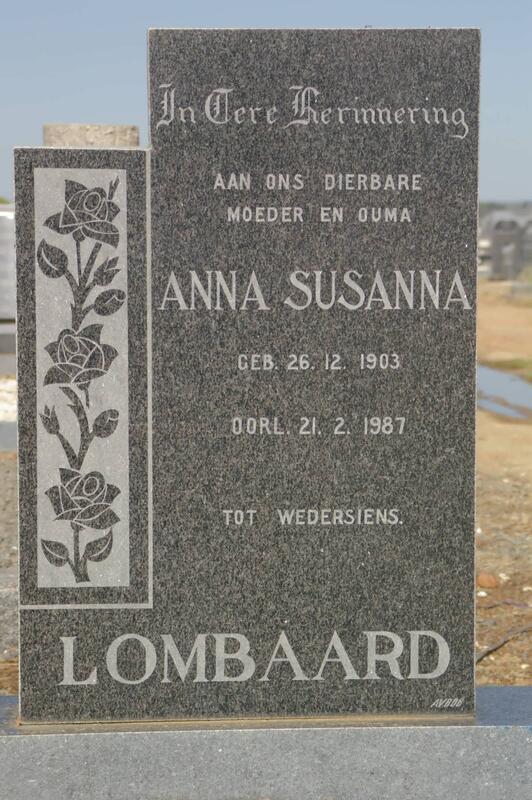 LOMBAARD Anna Susanna 1903-1987