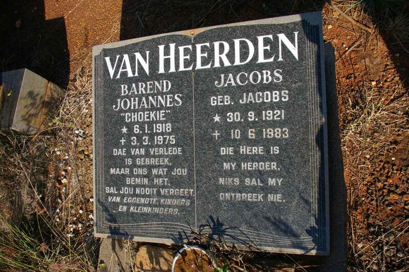 HEERDEN Barend Johannes, van 1918-1975 & Jacobs nee JACOBS 1921-1983