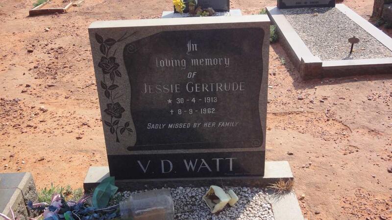 WATT Jessie Gertrude, v.d. 1913-1962