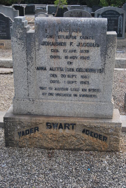 SWART Johannes F. Jacobus 1879-1950 & Anna Aletta GELDENHUYS 1883-1953