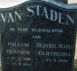 STADEN Willem Hendrik, van 1919-1996 & Beatrix Maria Gertruida 1930-