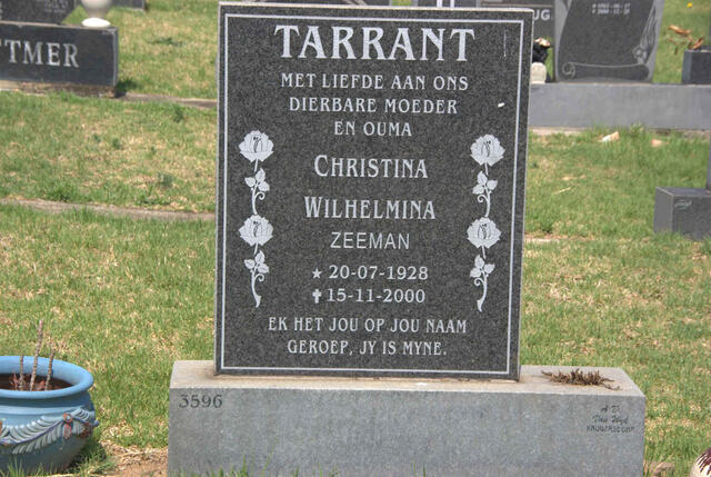 TARRANT Christina Wilhelmina nee ZEEMAN 1928-2000