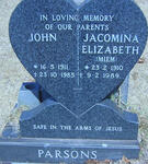PARSONS John 1911-1985 & Jacomina Elizabeth 1910-1989