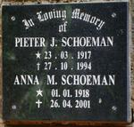 SCHOEMAN Pieter J. 1917-1994 & Anna M. 1918-2001