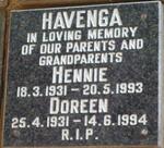 HAVENGA Hennie 1931-1993 & Doreen 1931-1994