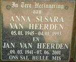HEERDEN Jan, van 1941-2001 & Anna Susara 1945-1993