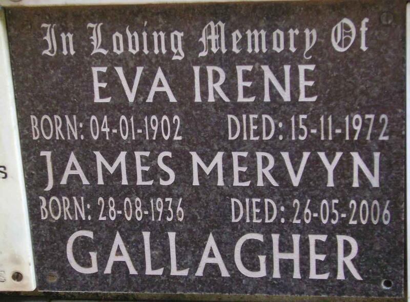 GALLAGHER Eva Irene 1902-1972 :: GALLAGHER James Mervyn 1936-2006 