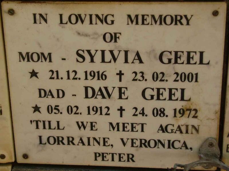 GEEL Dave 1912-1972 & Sylvia 1916-2001