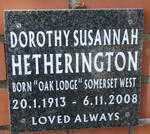 HETHERINGTON Dorothy Susannah 1913-2008