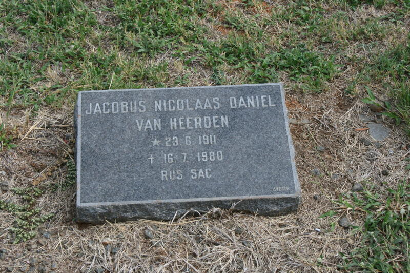 HEERDEN Jacobus Nicolaas Daniel, van 1911-1980