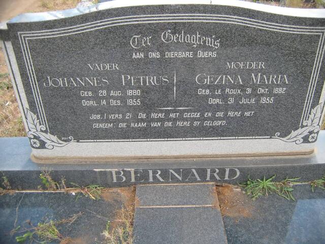 BERNARD Johannes Petrus 1880-1955 & Gezina Maria le ROUX 1882-1955