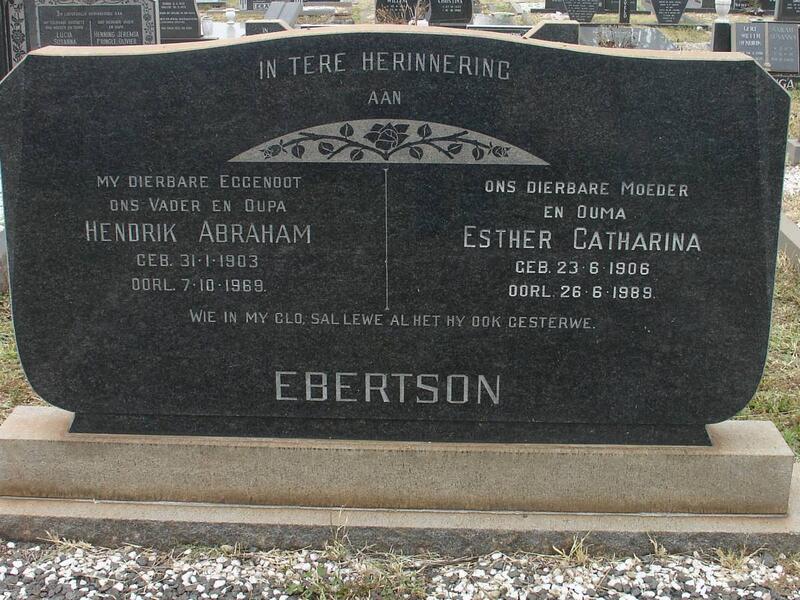 EBERTSON Hendrik Abraham 1903-1969 & Esther Catharina 1906-1989