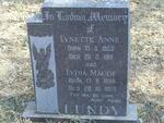 LUNDY Lynette Anne 1953-1961 :: LUNDY Lydia Maude 1959-1959