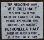 HALE W.T. 1928-1988 & Petronella 1936-2002