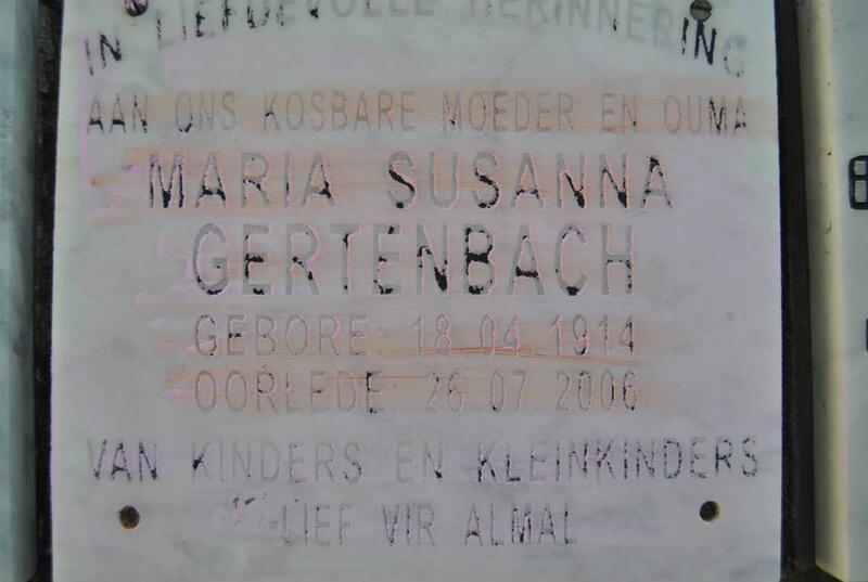 GERTENBACH Maria Susanna 1914-2006