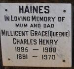 HAINES Charles Henry 1891-1970 & Millicent Grace 1895-1988