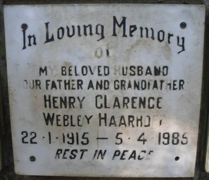HAARHOFF Henry Clarence Webley 1915-1985