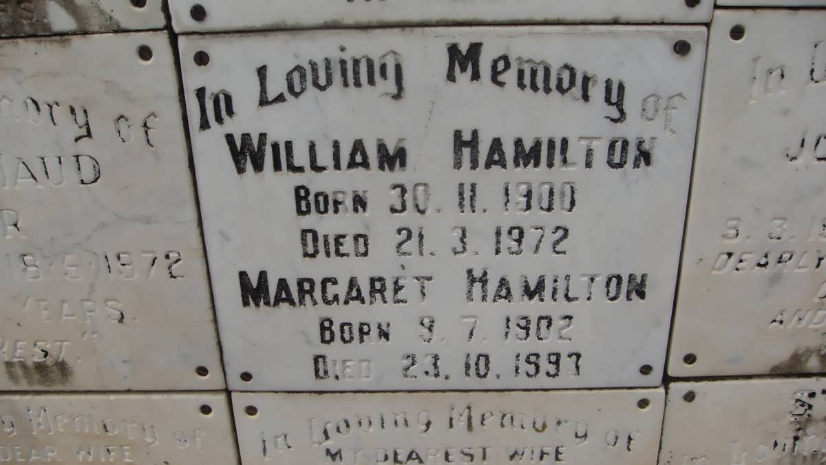 HAMILTON William 1900-1972 & Margaret 1902-1993