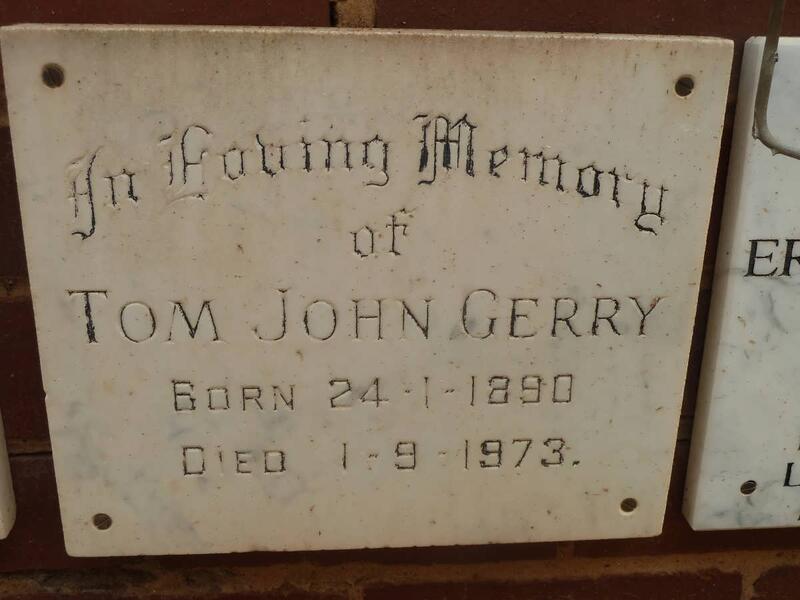 GERRY Tom John 1890-1973