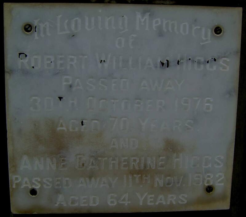 HIGGS Robert William -1976 & Anne Catherine -1982