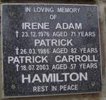 HAMILTON Patrick -1986 :: HAMILTON Irene Adam -1976 :: HAMILTON Patrick Carroll -2003