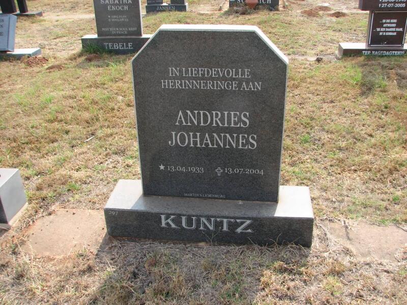 KUNTZ Andries Johannes 1933-2004
