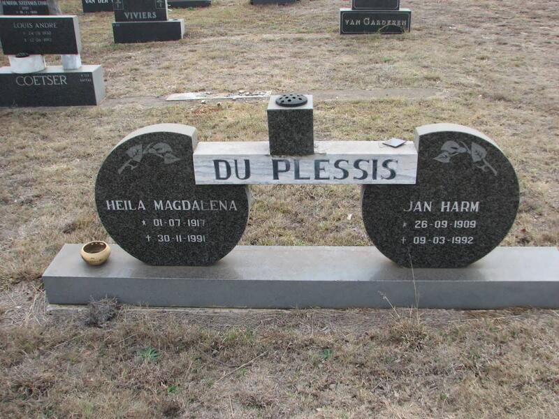 PLESSIS Jan Harm, du 1909-1992 & Heila Magdalena 1917-1991