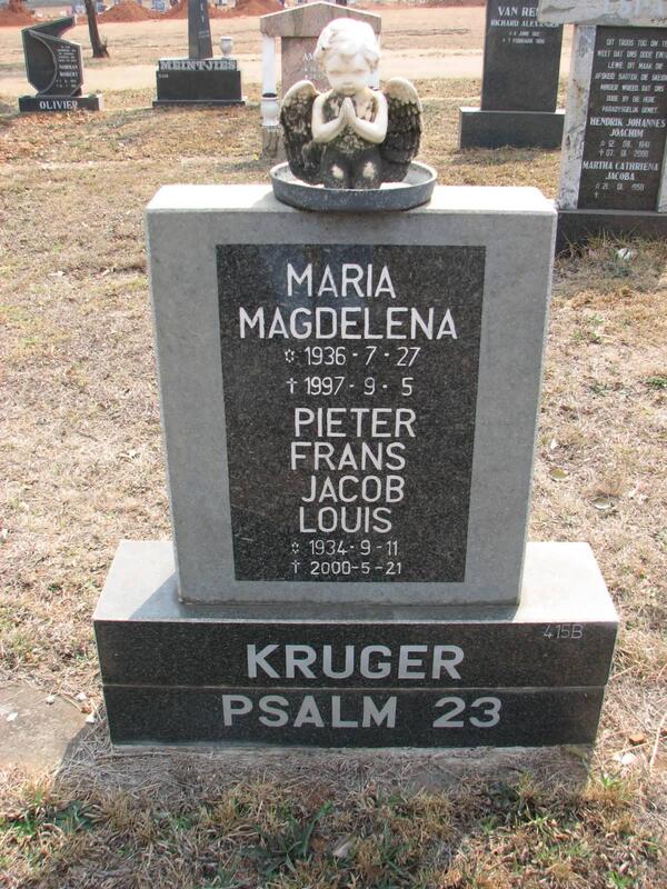 KRUGER Pieter Frans Jacob Louis 1934-2000 & Maria Magdelena 1936-1997
