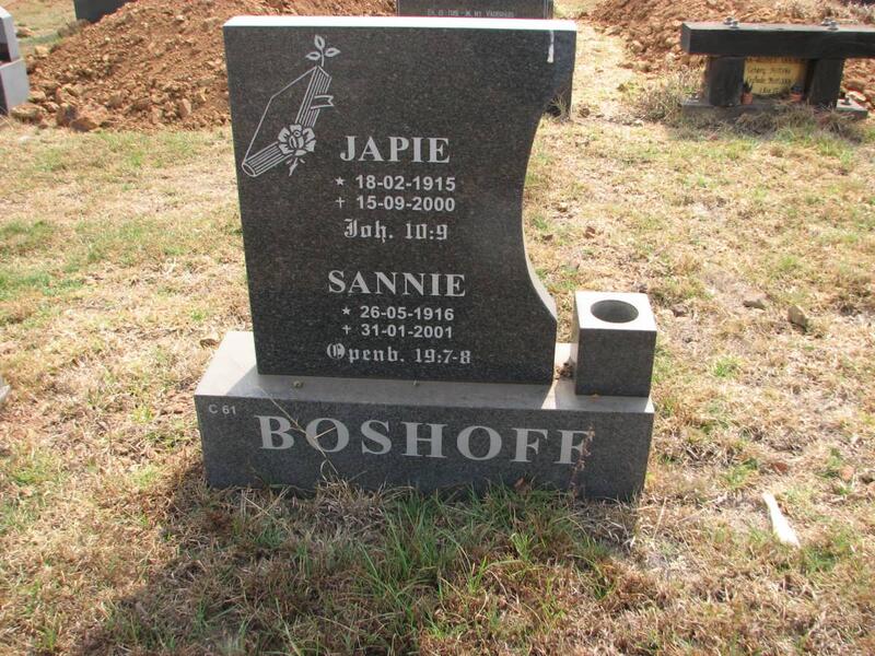 BOSHOFF Japie 1915-2000 & Sannie 1916-2001