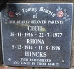 HINCKS Cecil 1916-1977 & Rhoda 1914-1996
