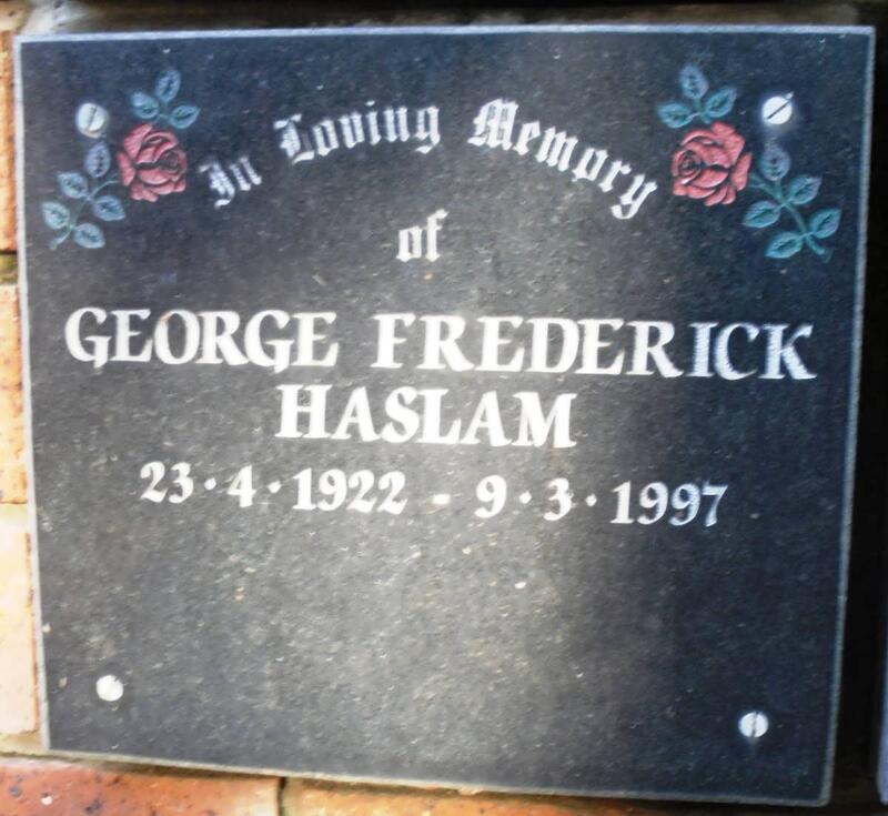 HASLAM George Frederick 1922-1997