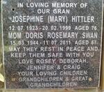 HITTLER Josephine 1923-1999 :: SWAN Doris Rosemary 1944-2011