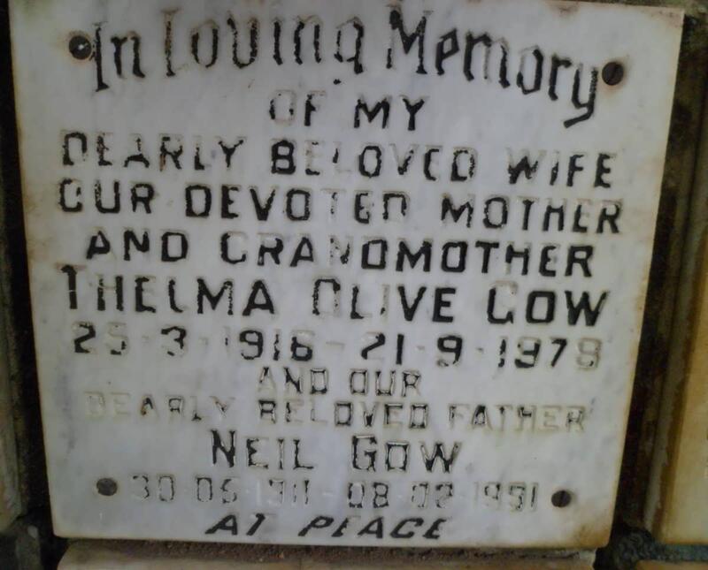 GOW Neil 1911-1991 & Thelma Olive 1916-1979