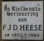 HEESE F. J. D. 1902-1981
