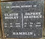 HAMBLIN Claude Dudley 1919-1979 & Daphne Beatrice 1921-2006