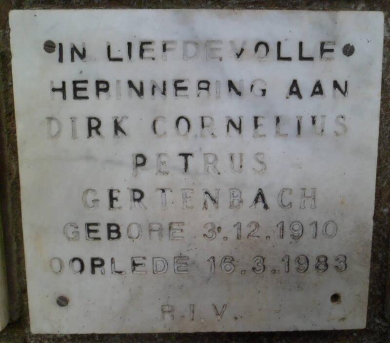 GERTENBACH Dirk Cornelius Petrus 1910-1983