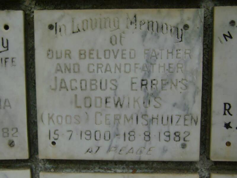 GERMISHUIZEN Jacobus Errens Lodewikus 1900-1982