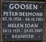 GOOSEN Peter Desmond 1938-1982 & Helen Joan 1939-2007