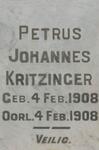 KRITZINGER Petrus Johannes 1908-1908