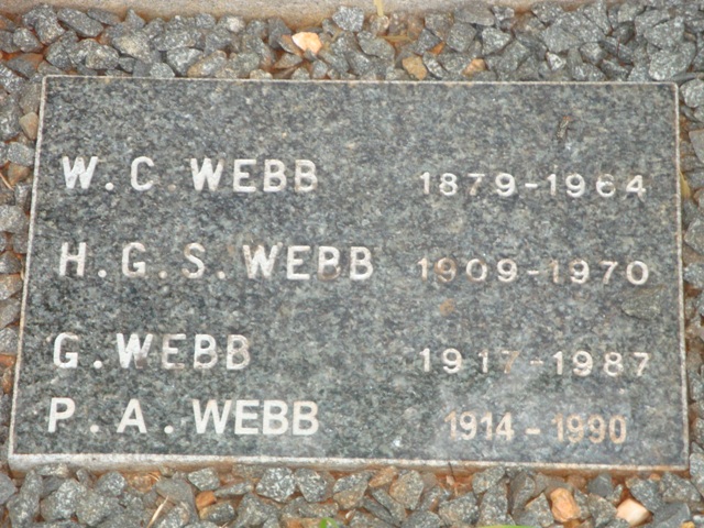 WEBB W.C. 1879-1964 :: WEBB H.G.S. 1909-1970 :: WEBB G. 1917-1987 :: WEBB P.A. 1914-1990