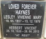 HAYNES Lesley Vivienne Mary 1957-1976 :: HAYNES Herbert Vincent 1920-2013