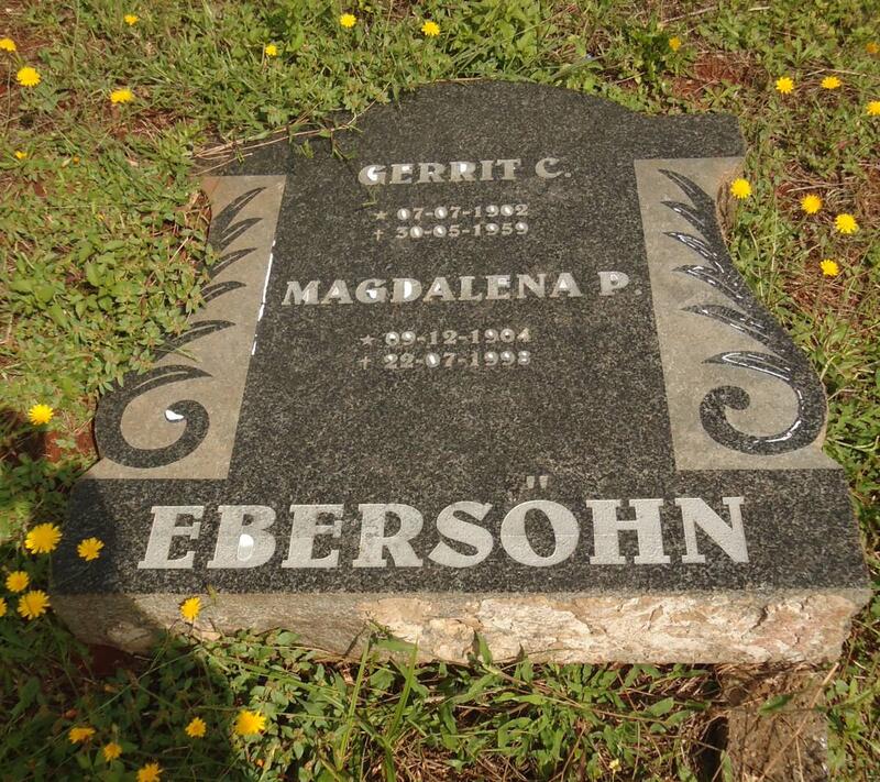 EBERSOHN Gerrit C. 1902-1959 & Magdalena P. 1904-1998