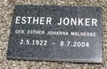 JONKER Esther Johanna nee MALHERBE 1922-2004