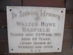 HADFIELD Walter Howe -1965