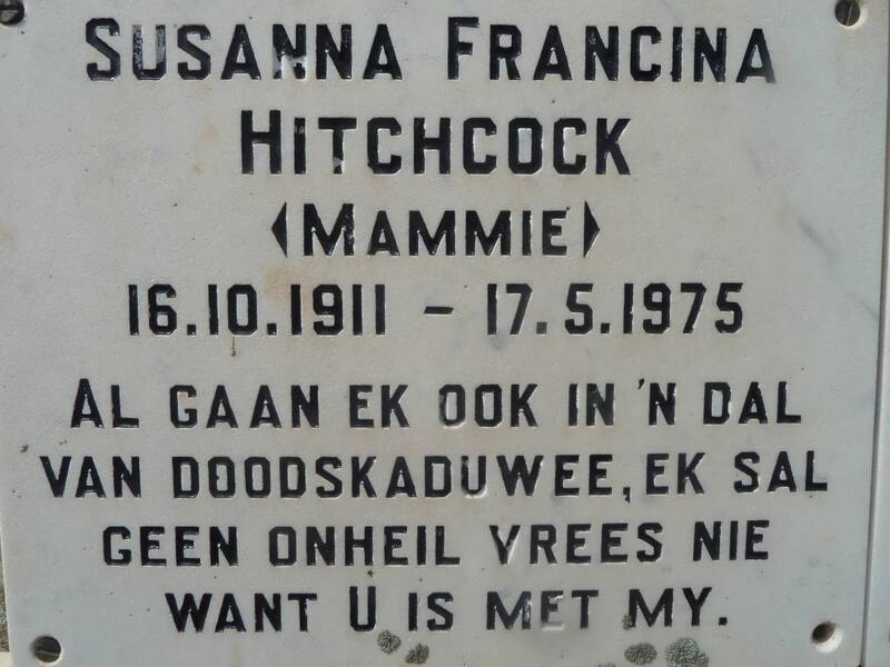 HITCHCOCK Susanna Francina 1911-1975
